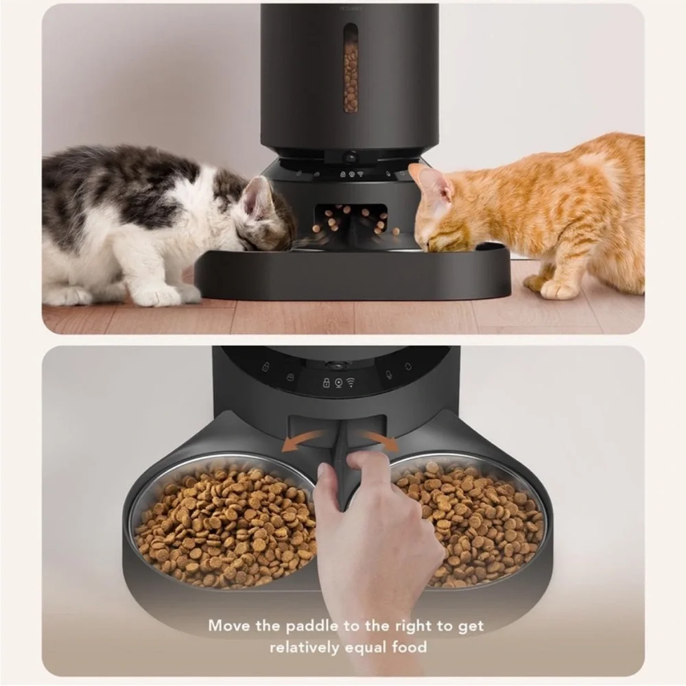 black Pet Libro automatic food dispenser | Wi-Fi enabled health tracking pet cam